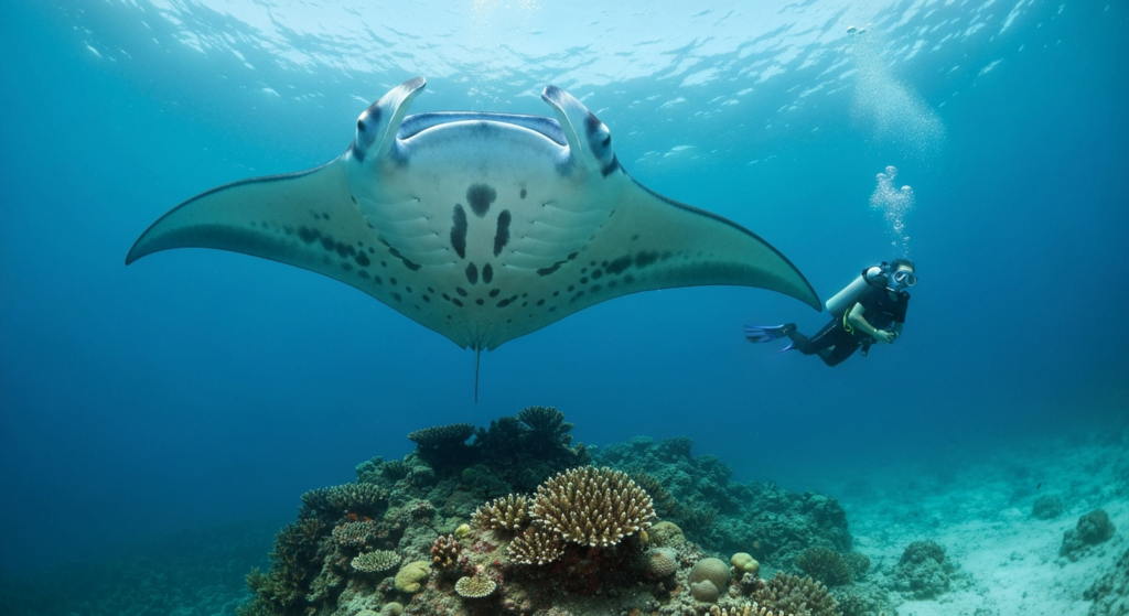 Manta Ray Diving Manta Sandy Raja Ampat - RajaAmpatIslands.com